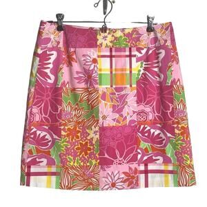 Lilly Pulitzer Women’s Size 8 Skirt Cotton Stretch Floral Patchwork Pocket Lined